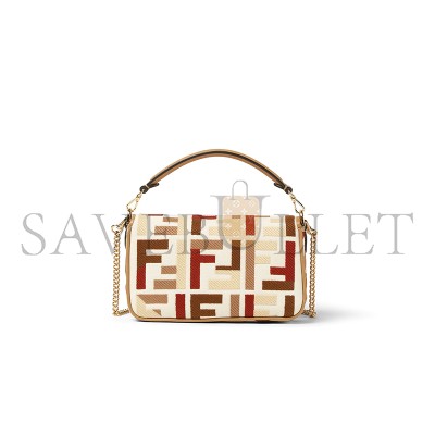 FENDI BAGUETTE MINI CANVAS BAG WITH MULTICOLOUR FF EMBROIDERY 8BS017AYDFF1TVK (20*13*5cm)
